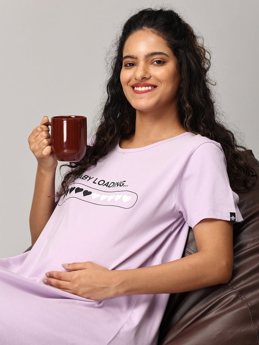 Baby Loading Maternity T Shirt Dress Lavender