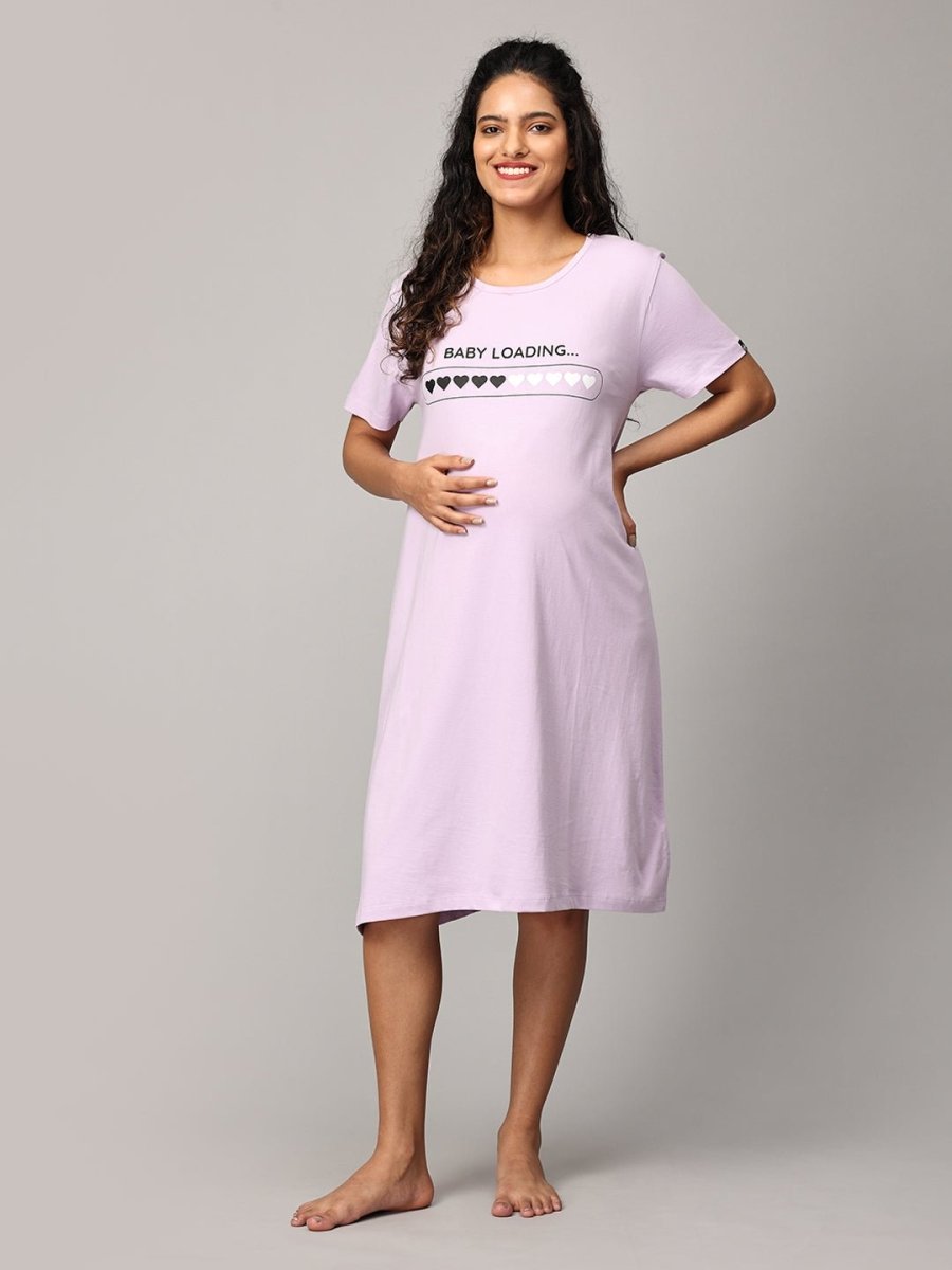 Baby Loading Maternity T Shirt Dress Lavender