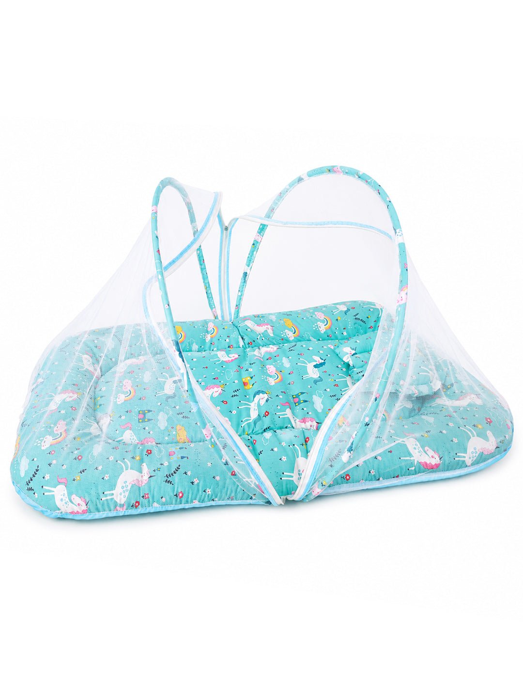 Unicorn Utopia Portable Baby Mosquito Net Bed In Aqua