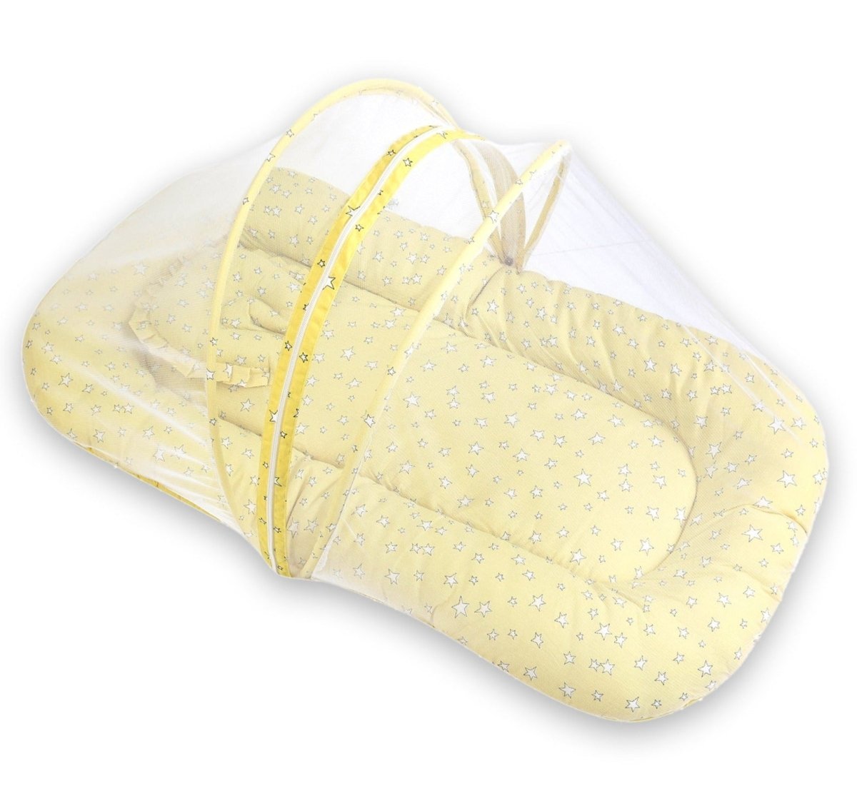 Yellow Stars 100% Cotton Baby Mosquito Net Portable Bed