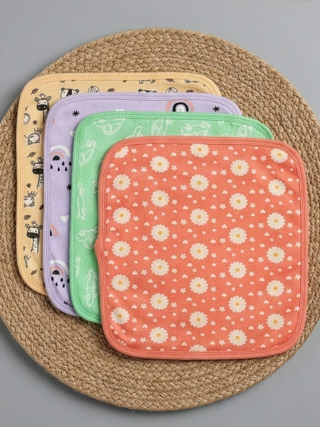 Combo Of 4 Kids Cotton Napkins Set For Babies