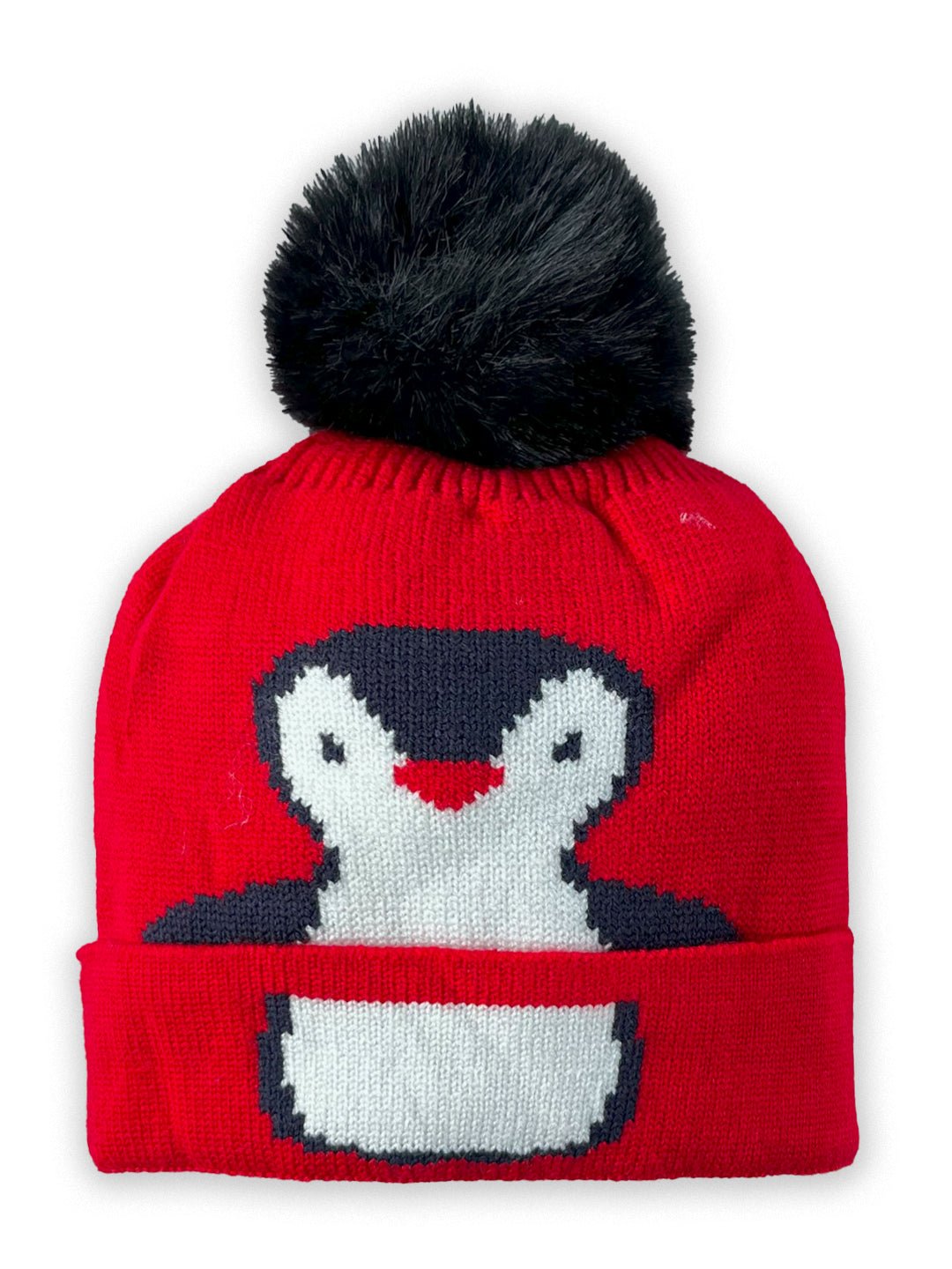 Mini Soul Baby Penguin Knitted Cap With Faux Fur
