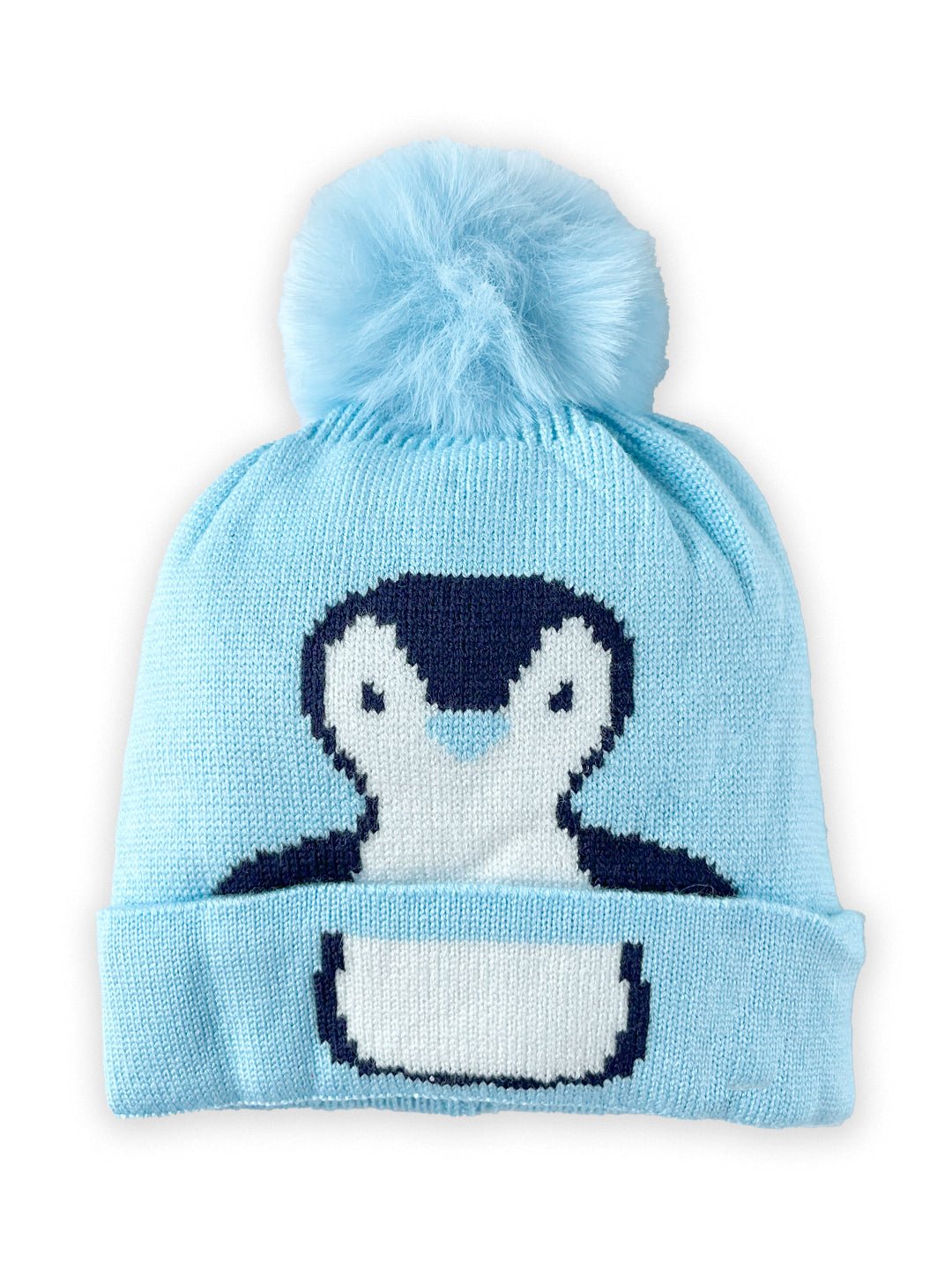 Mini Soul Baby Penguin Knitted Cap With Faux Fur