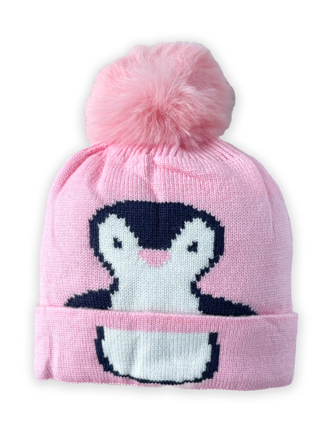 Mini Soul Baby Penguin Knitted Cap With Faux Fur