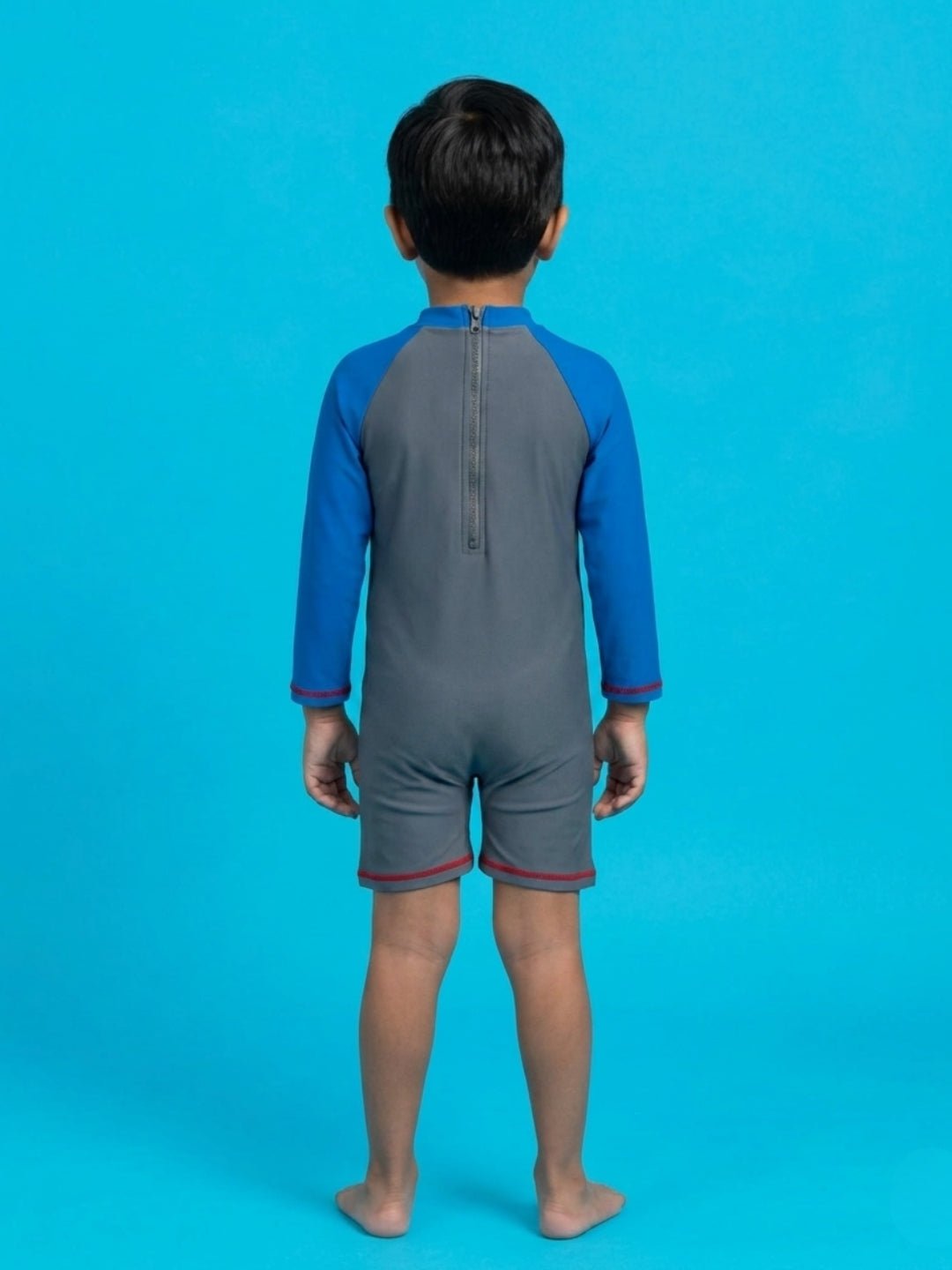 Baby Shark Blue Raglan Sleeve Boys Swimsuit Bodysuit