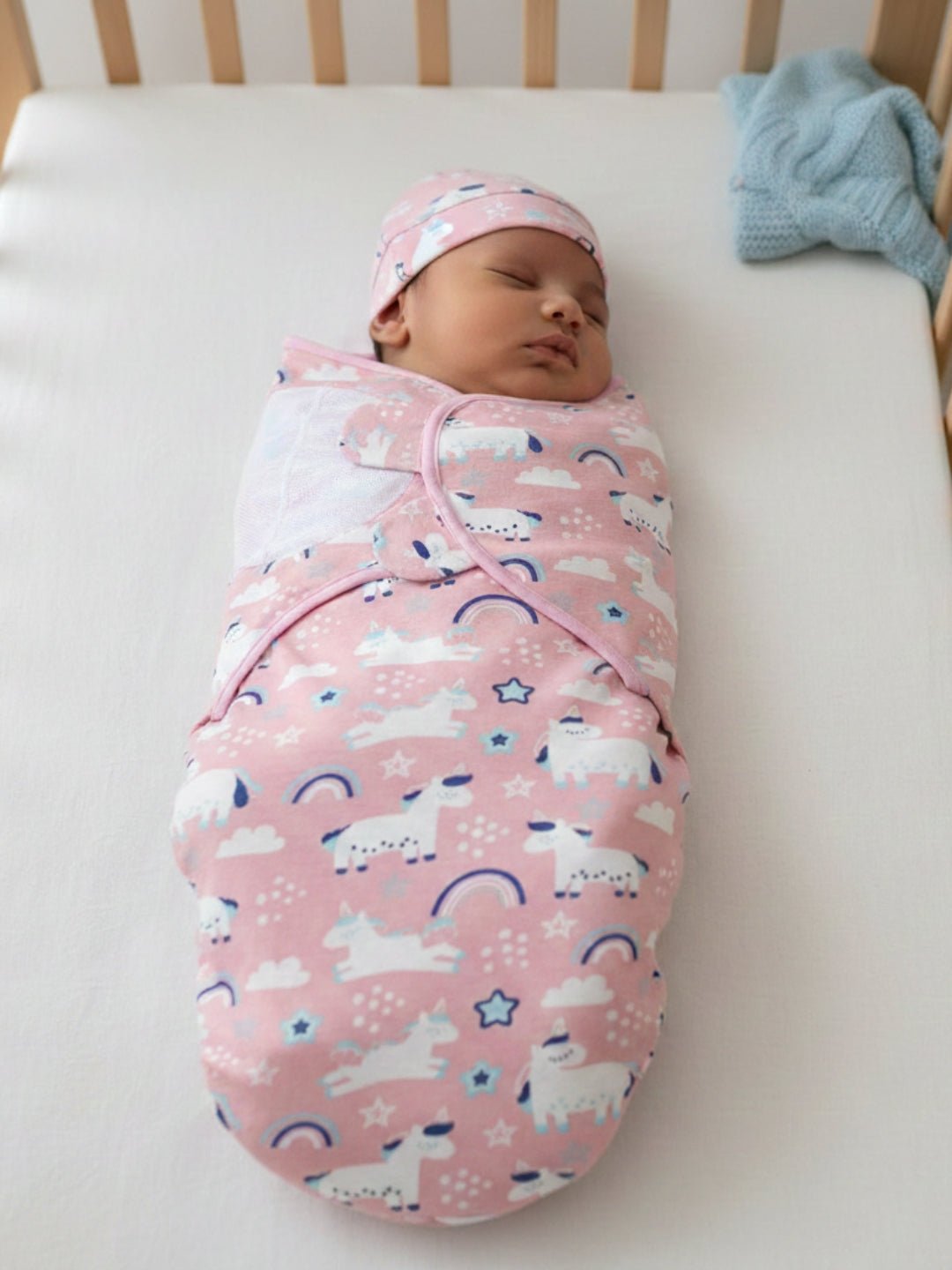 Magical Unicorn 2 PCS Cotton Baby Swaddle Blanket With Cap