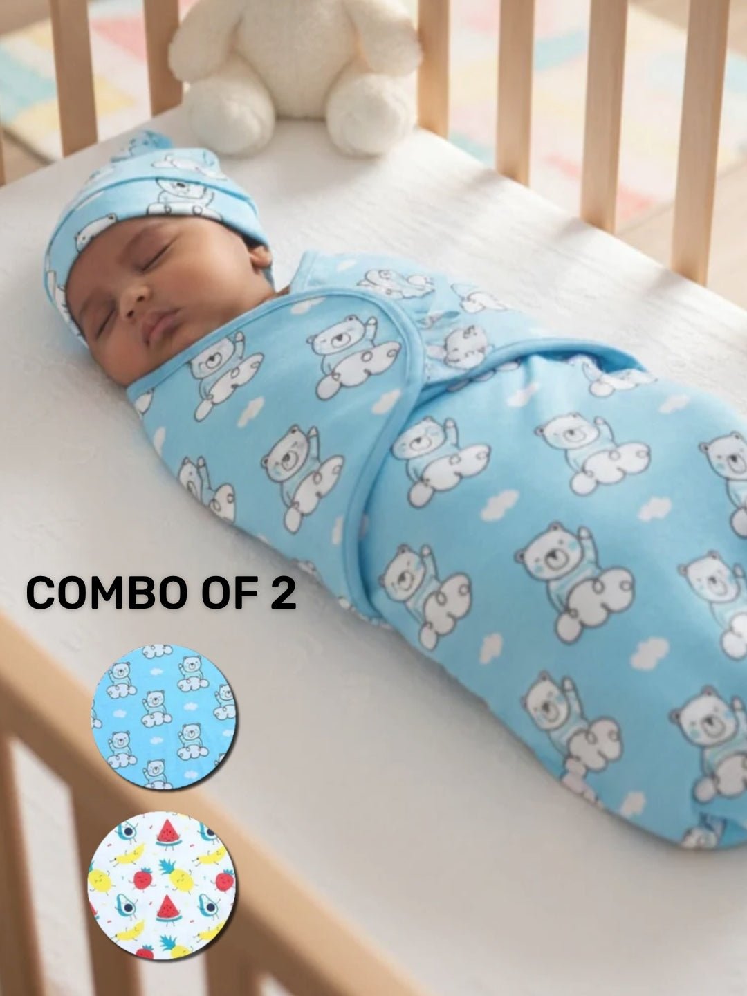 Hello Bear & Fruity Cutie Cotton Swaddle Blanket Set For Kids