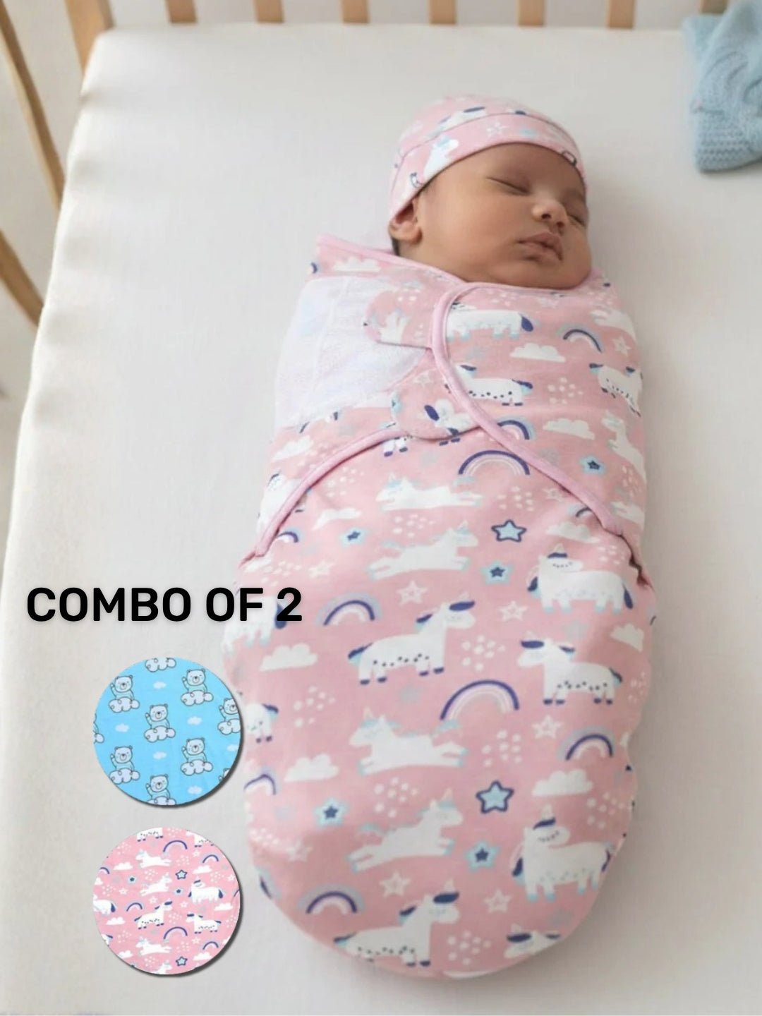 Combo Of 2 Hello Bear Magical Unicorn Cotton Swaddle Wraps