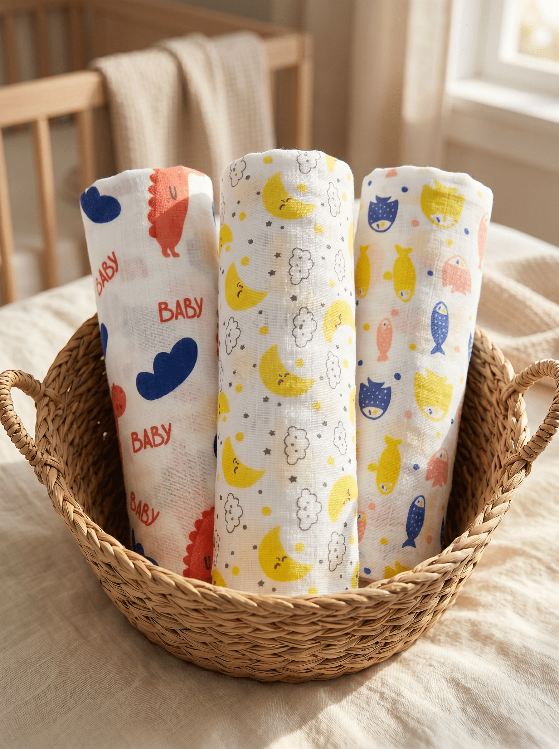 Baby Dino Moon And Stars Finding Nemoo Muslin Swaddle Wrap Combo Set For Kids
