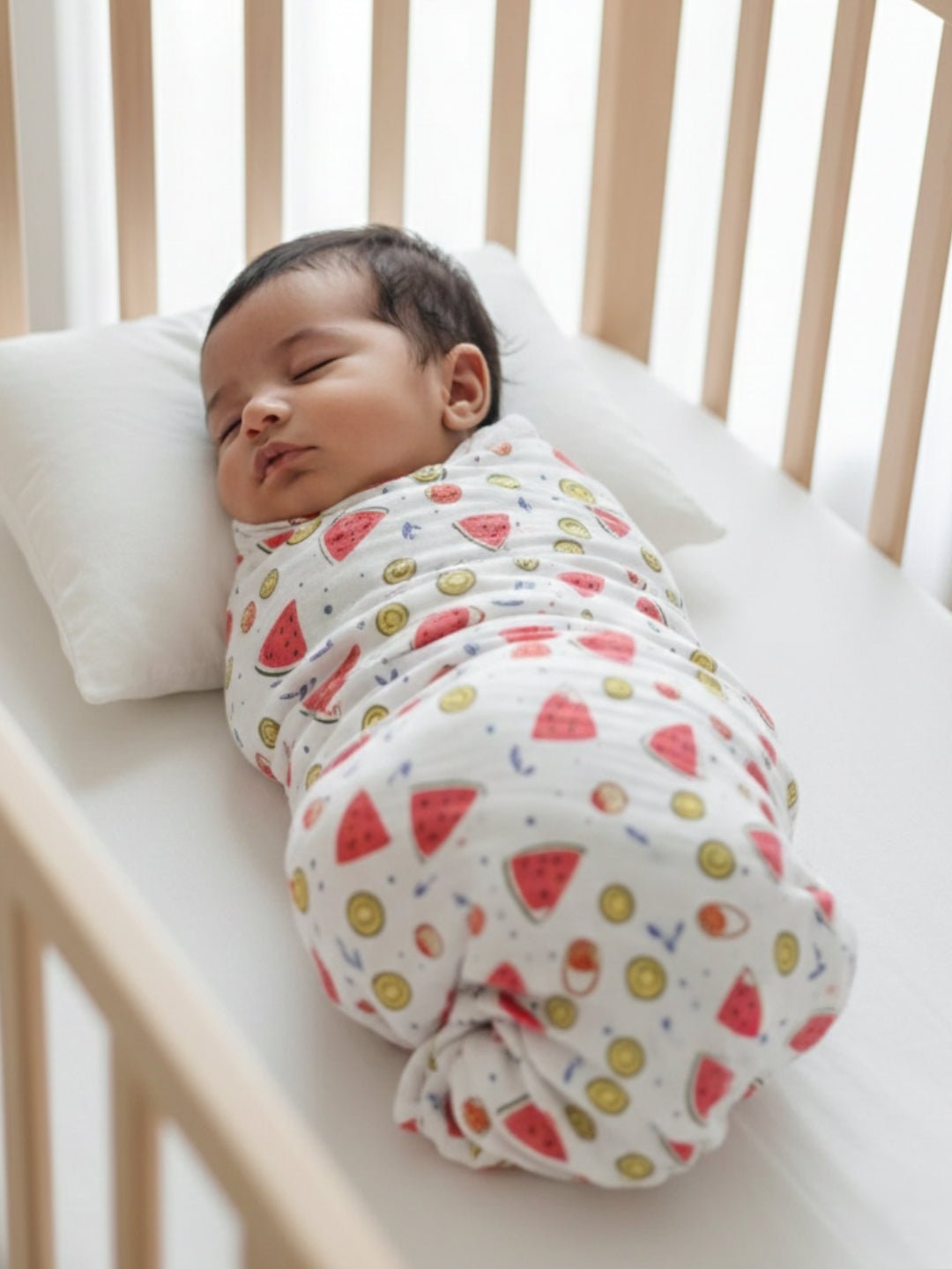 Combo Of 3 Fruity Print Muslin Swaddle Wrap Set For Babies
