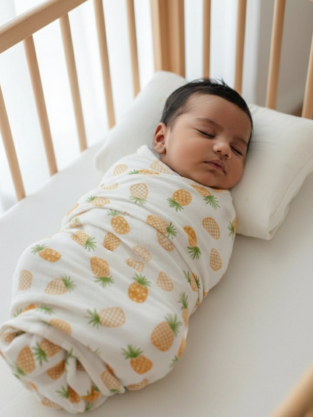 Combo Of 3 Fruity Print Muslin Swaddle Wrap Set For Babies
