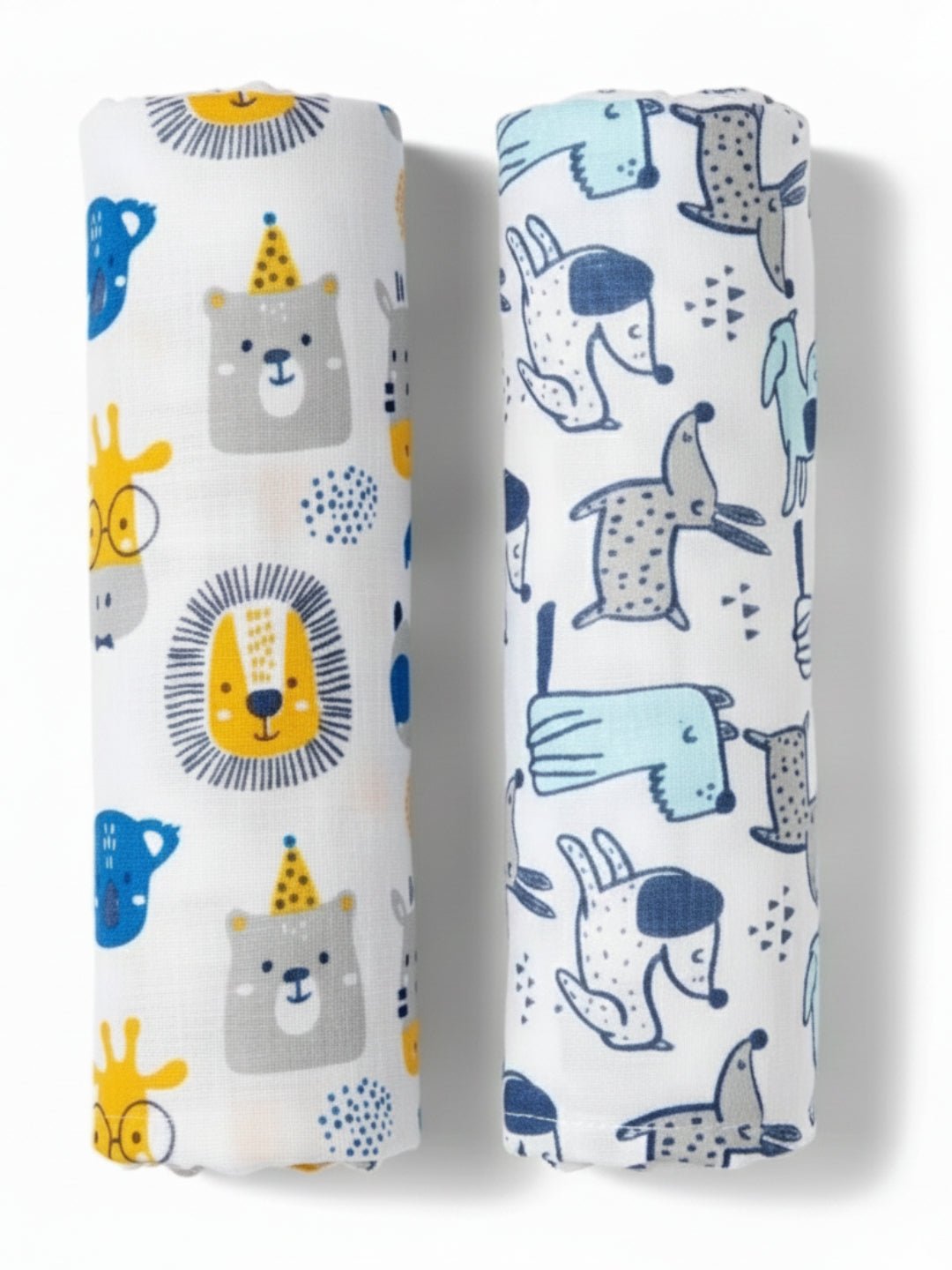 Guess The Animal And Cute Puppy 2 PCS Cotton Baby Swaddle Blanket