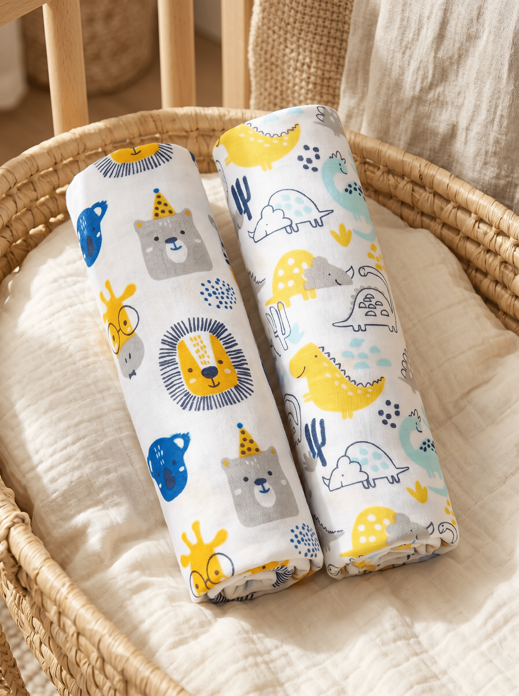 Combo Of 2 Guess The Animal Dino Forest Muslin Swaddle Wraps