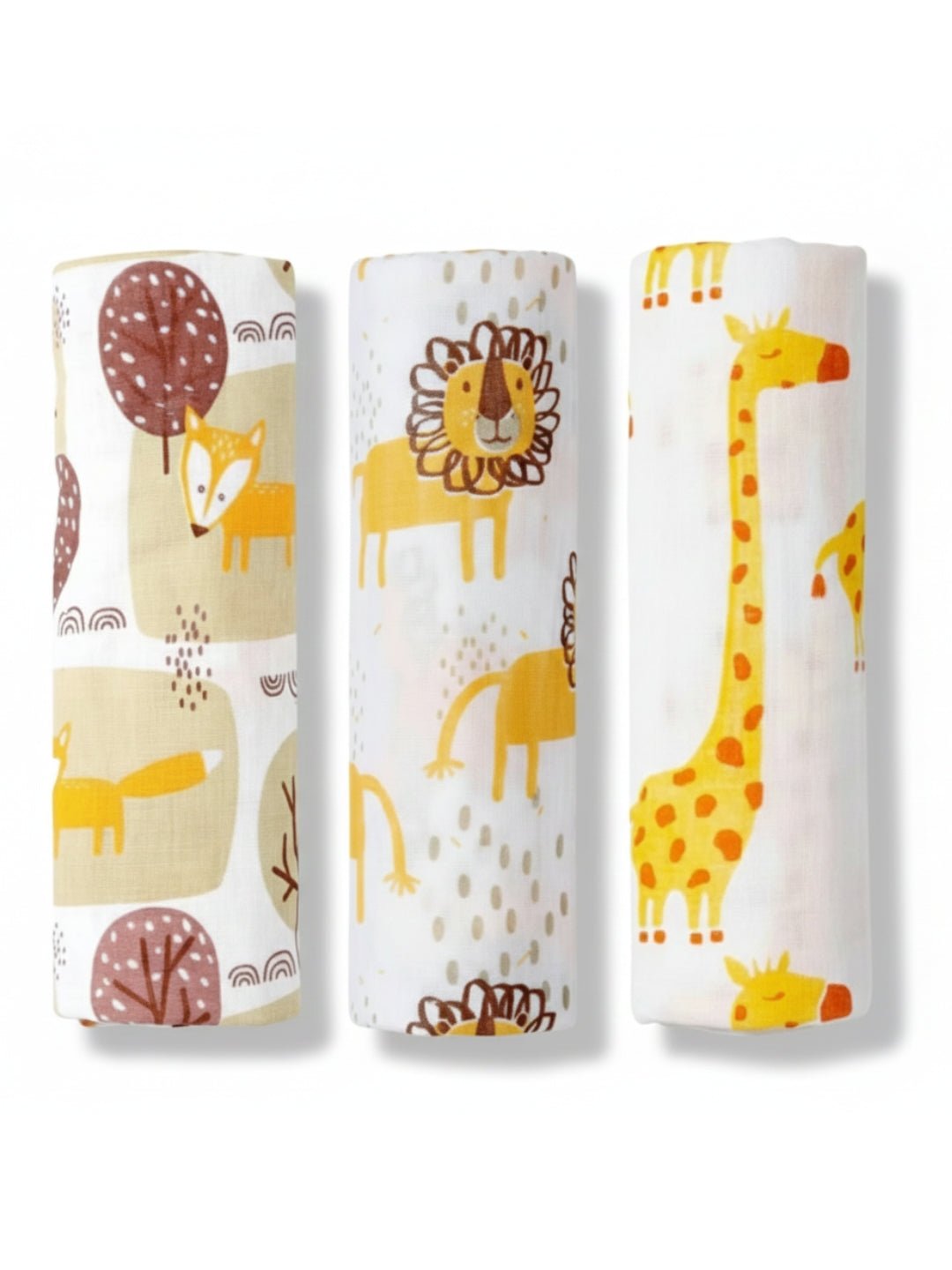 Combo Of 3 Little Fox Jungle King Tall As A Giraffe Swaddle Wraps