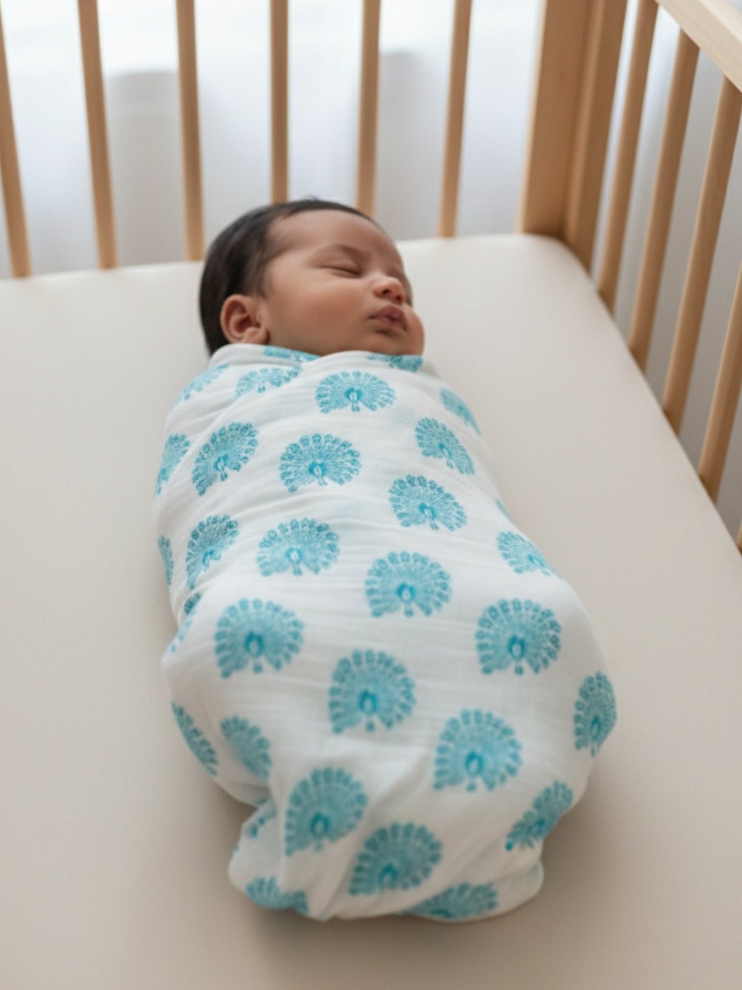 Little Peacock 1 PC Cotton Muslin Baby Swaddle Wrap
