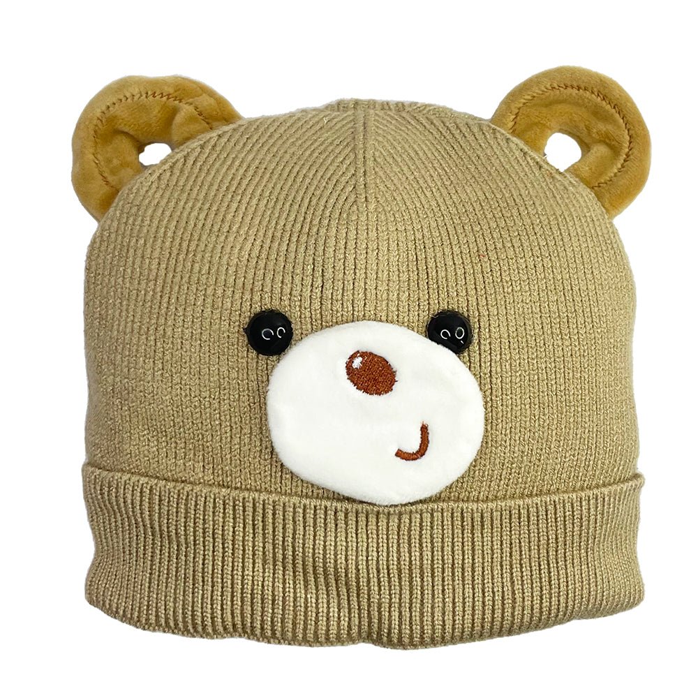Mini Soul Bear Buddies Grey Winter Knitted Cap For Babies
