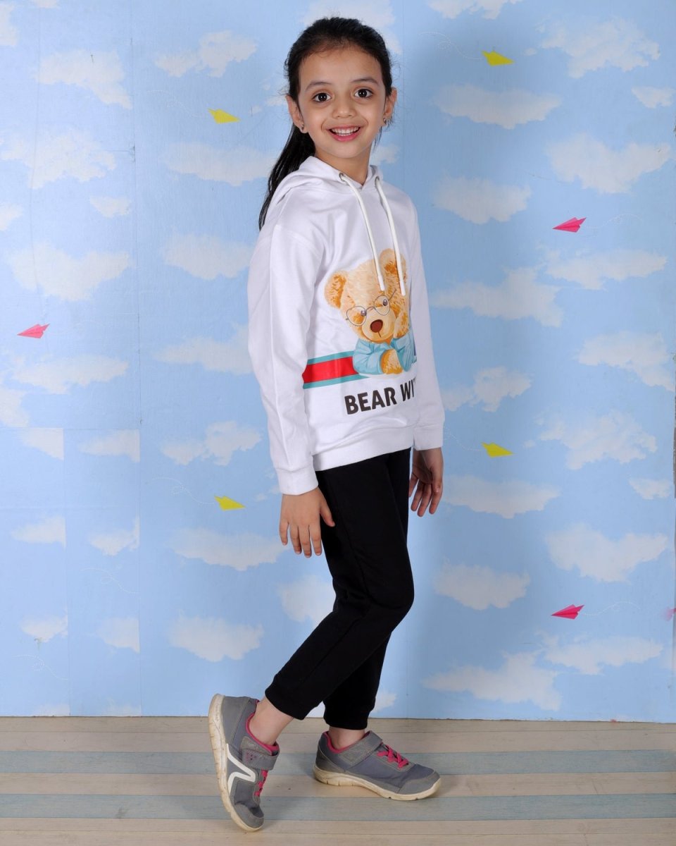 White Bear With Me Hooded Sweatshirt For Girls