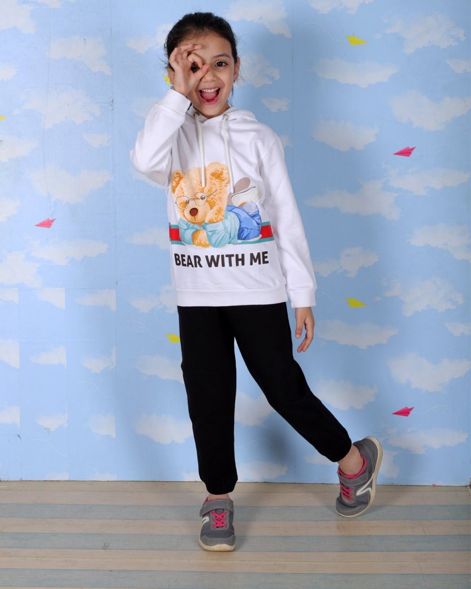White Bear With Me Hooded Sweatshirt For Girls