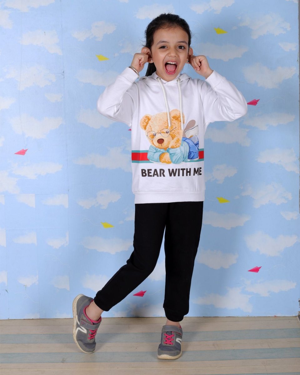 White Bear With Me Hooded Sweatshirt For Girls