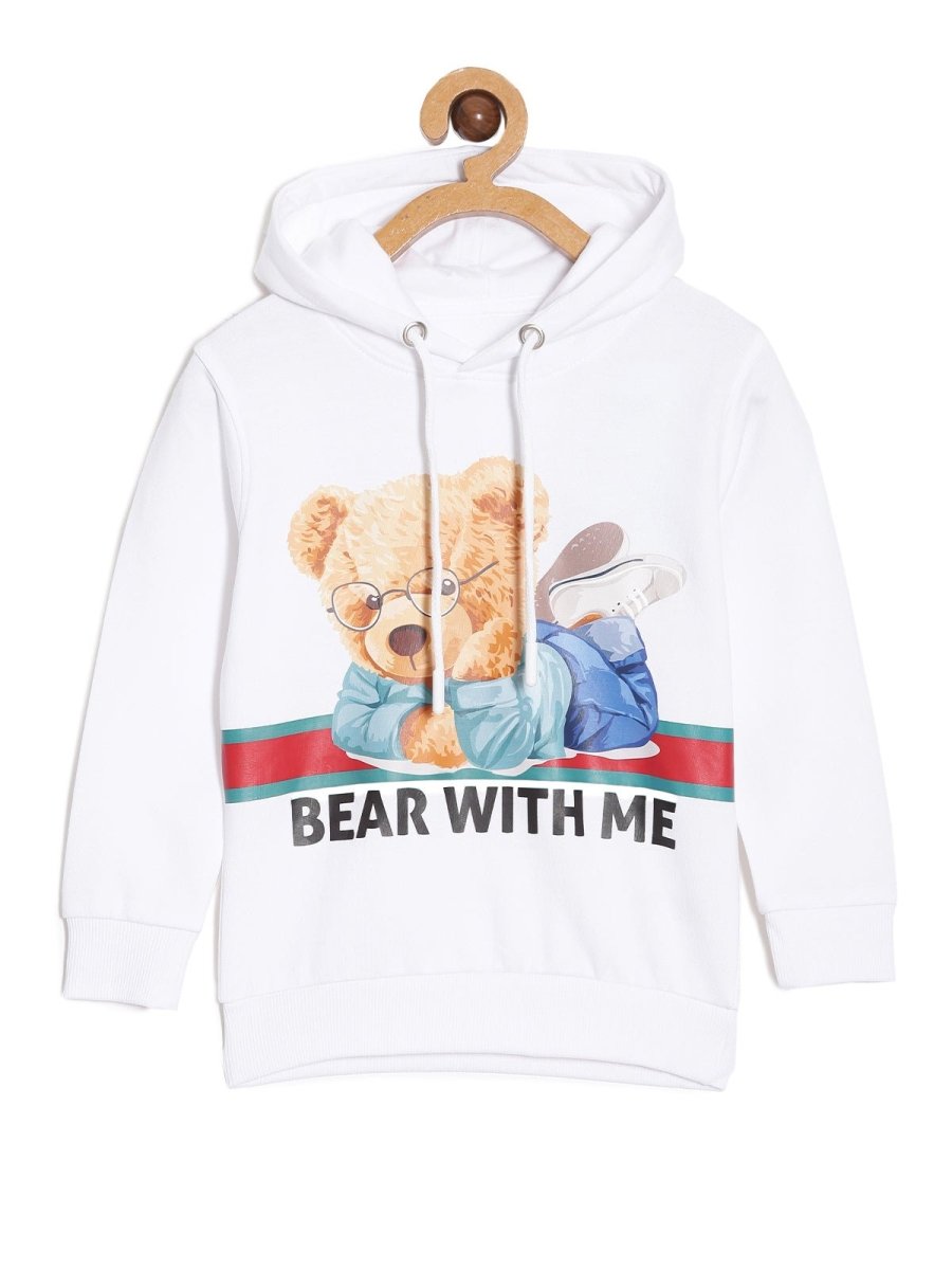 White Bear With Me Hooded Sweatshirt For Girls