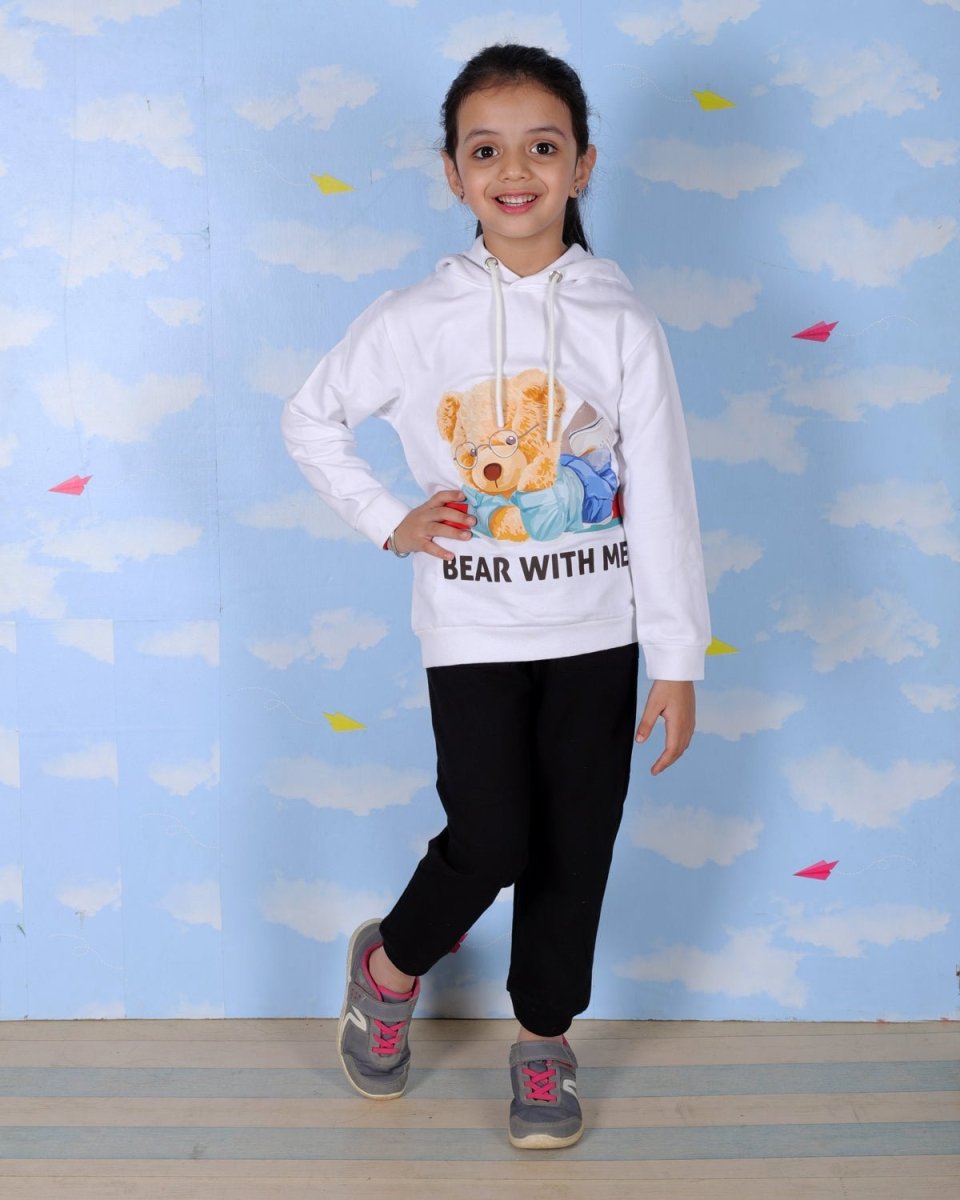 White Bear With Me Hooded Sweatshirt For Girls