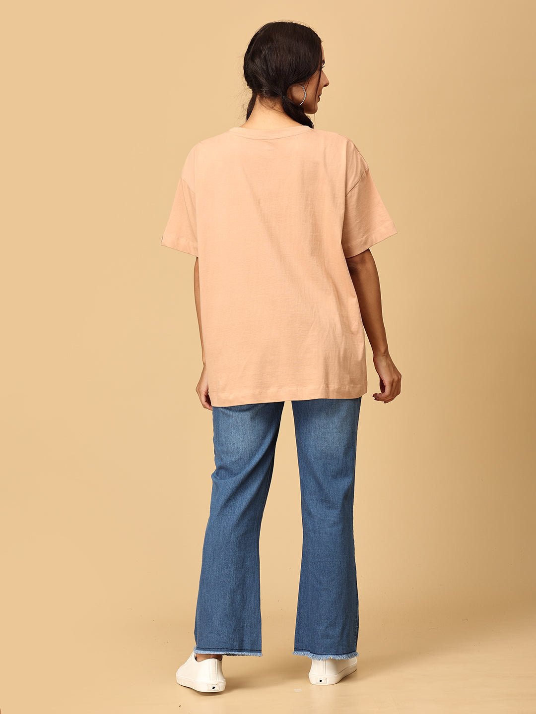 Bearly Awake Oversized Maternity and Nursing T shirt Sand