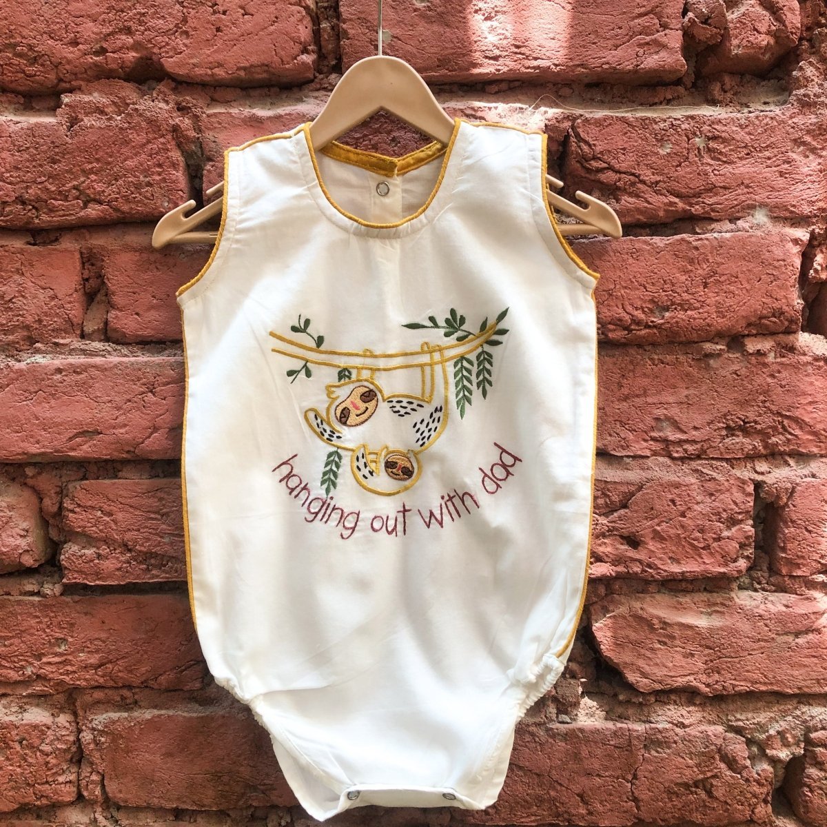 Bhaakur Cotton Voile Hanging Out With Dad Infant Romper