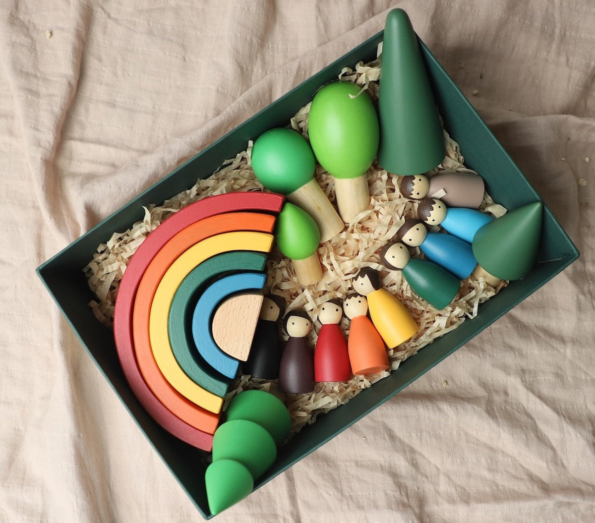Imagination Box Multicolor Wooden 17 PCS Toddler Gift Box With Rainbow And Trees
