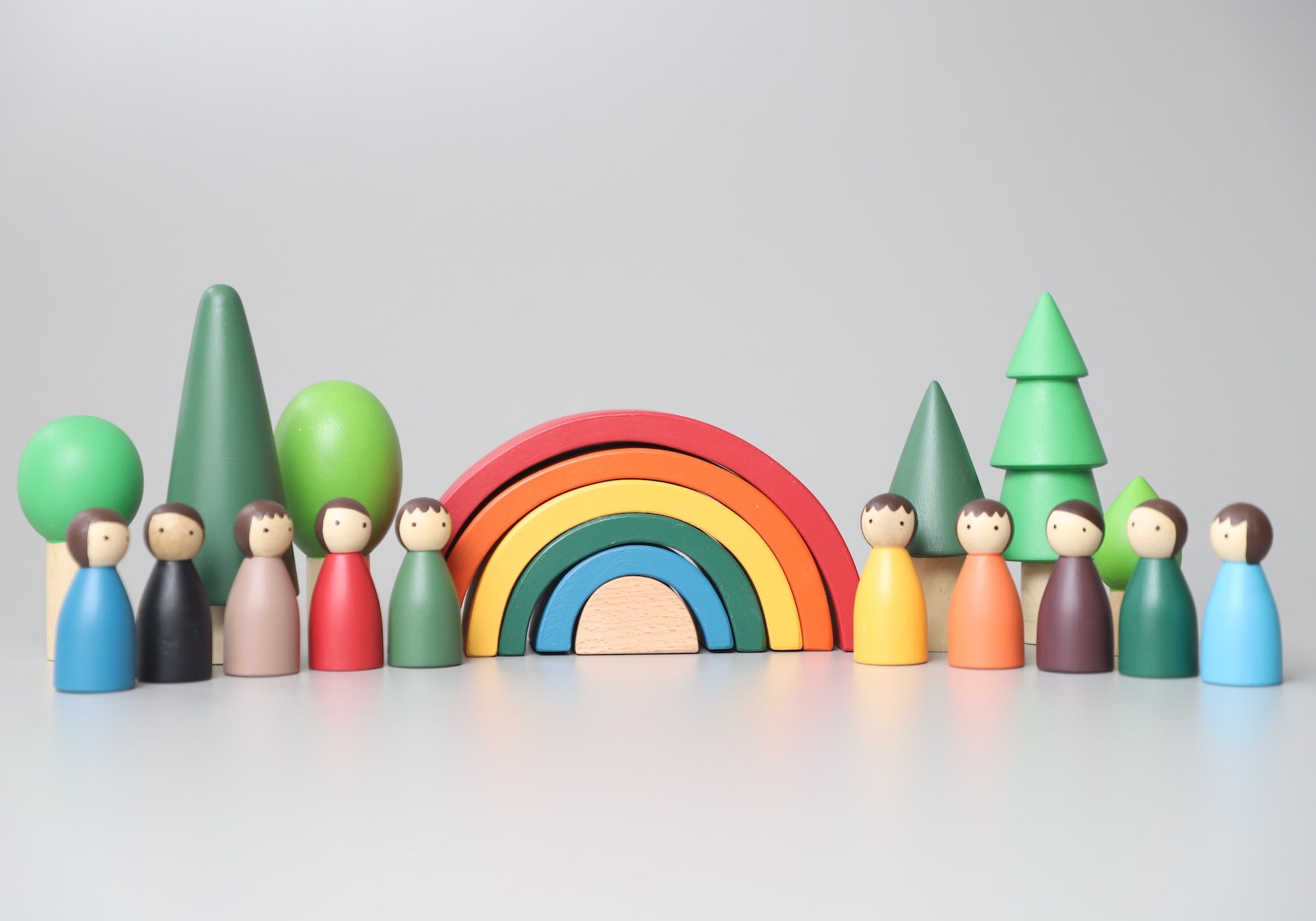Imagination Box Multicolor Wooden 17 PCS Toddler Gift Box With Rainbow And Trees