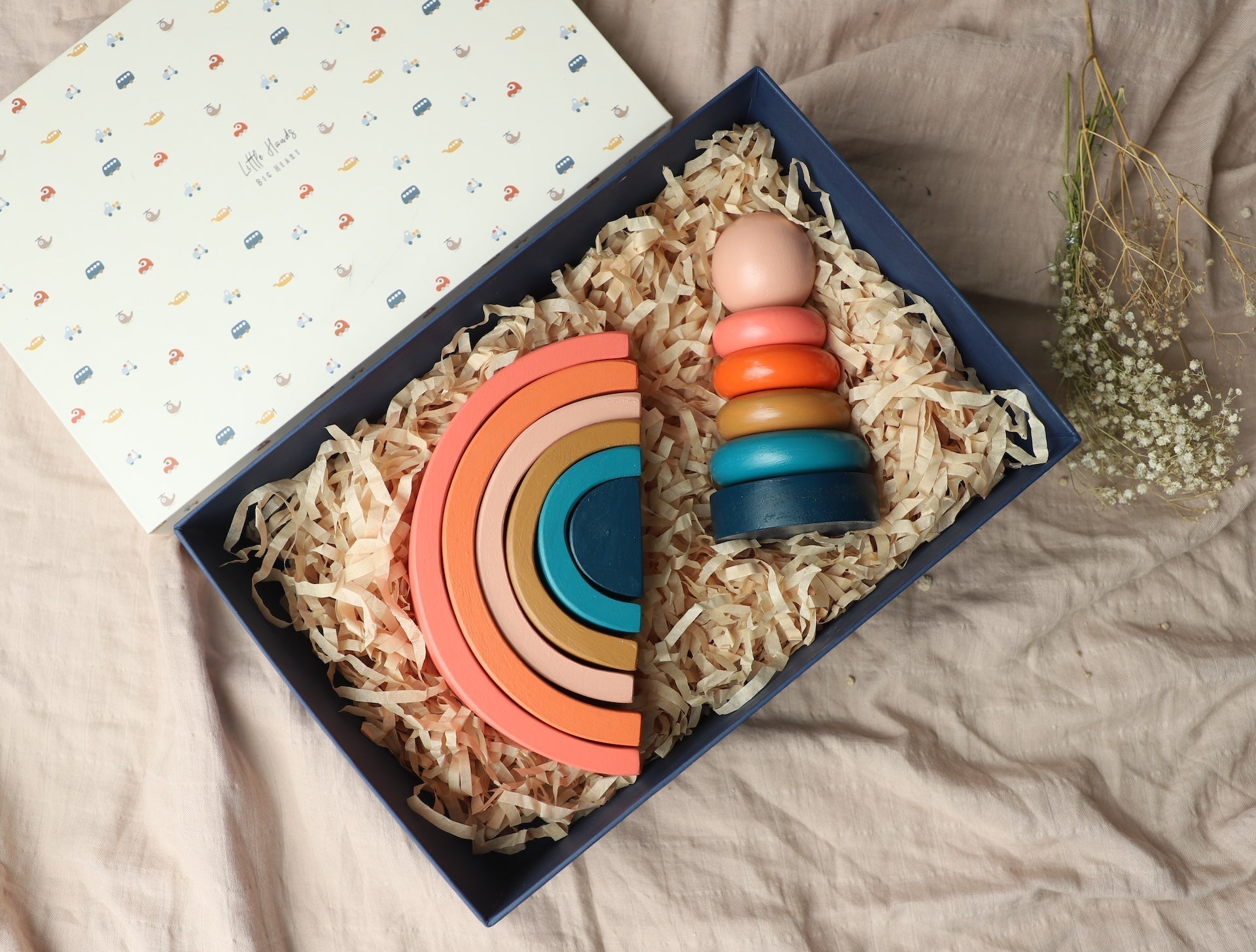 Stack & Play Sunset Wooden 2 PCS Toddler Gift Box With Stackers