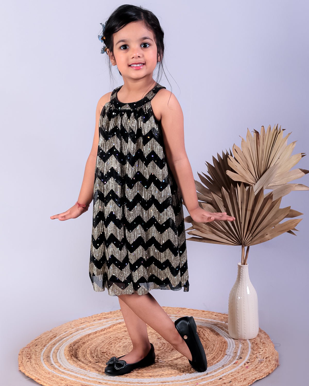 Black Splendor Shimmer Tulle Girls Casual Dress