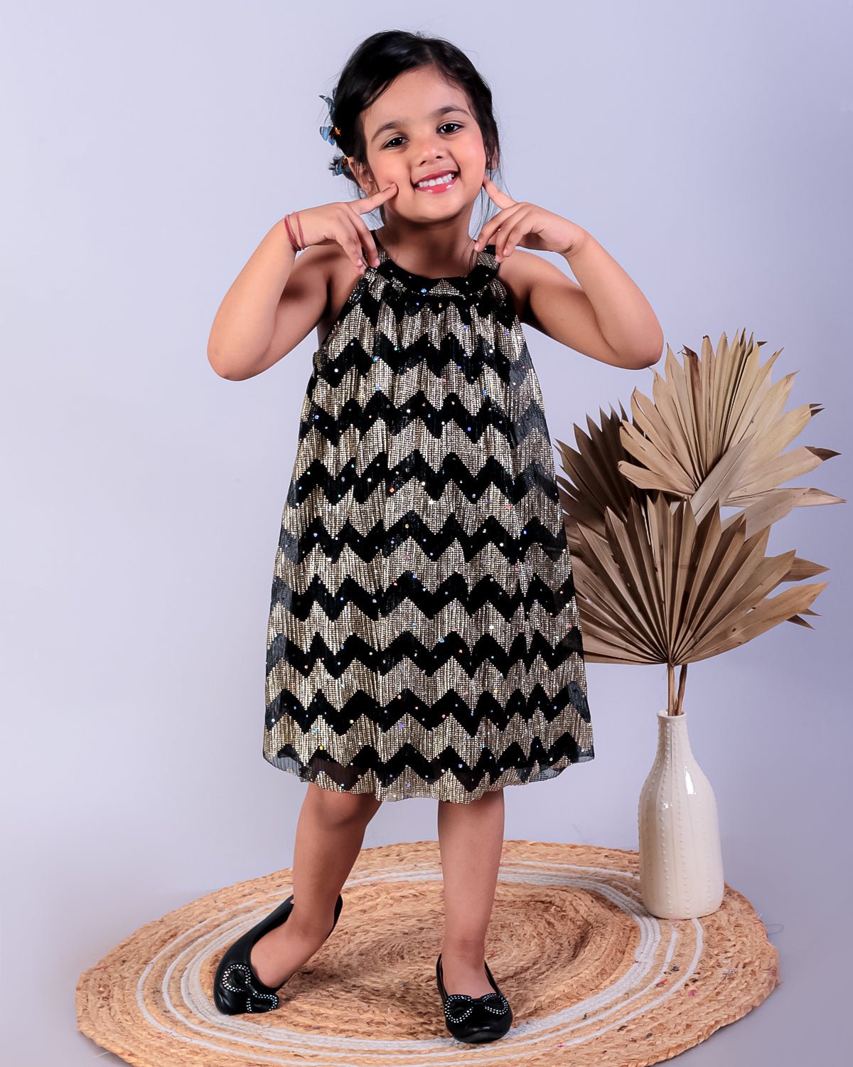 Black Splendor Girls Shimmer Tulle Halter Neck A-Line Dress