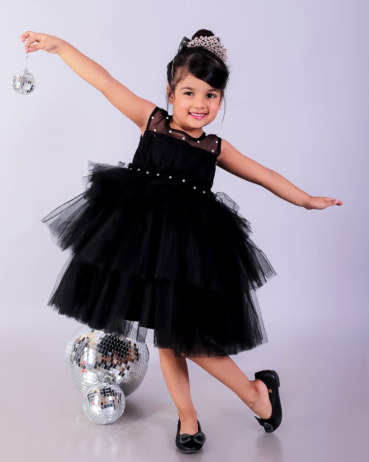 Black Swan Tulle Girls Layered Puffy Party Dress
