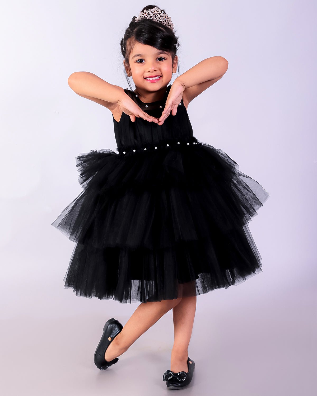 Black Swan Tulle Girls Layered Puffy Party Dress