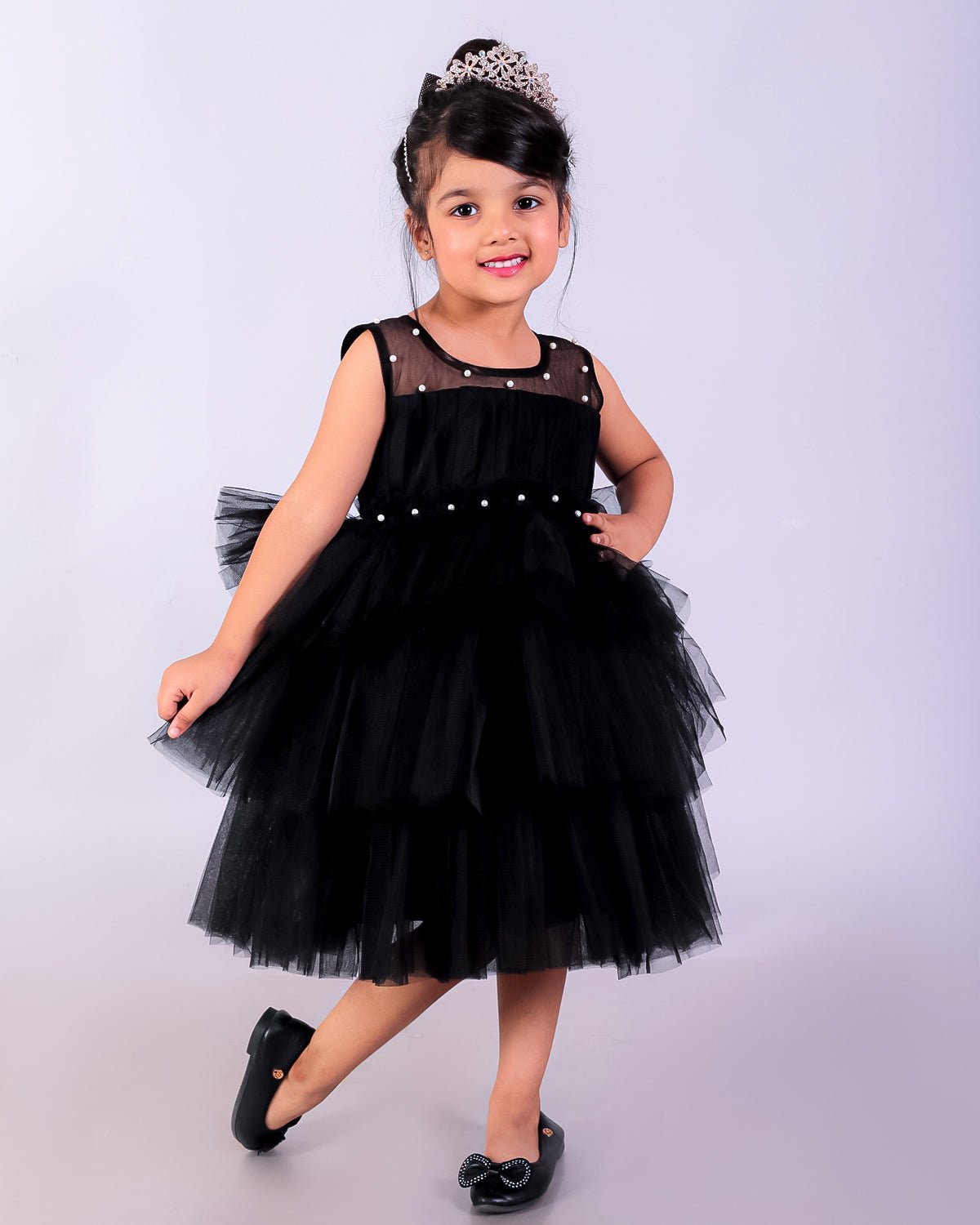Black Swan Tulle Girls Layered Puffy Party Dress