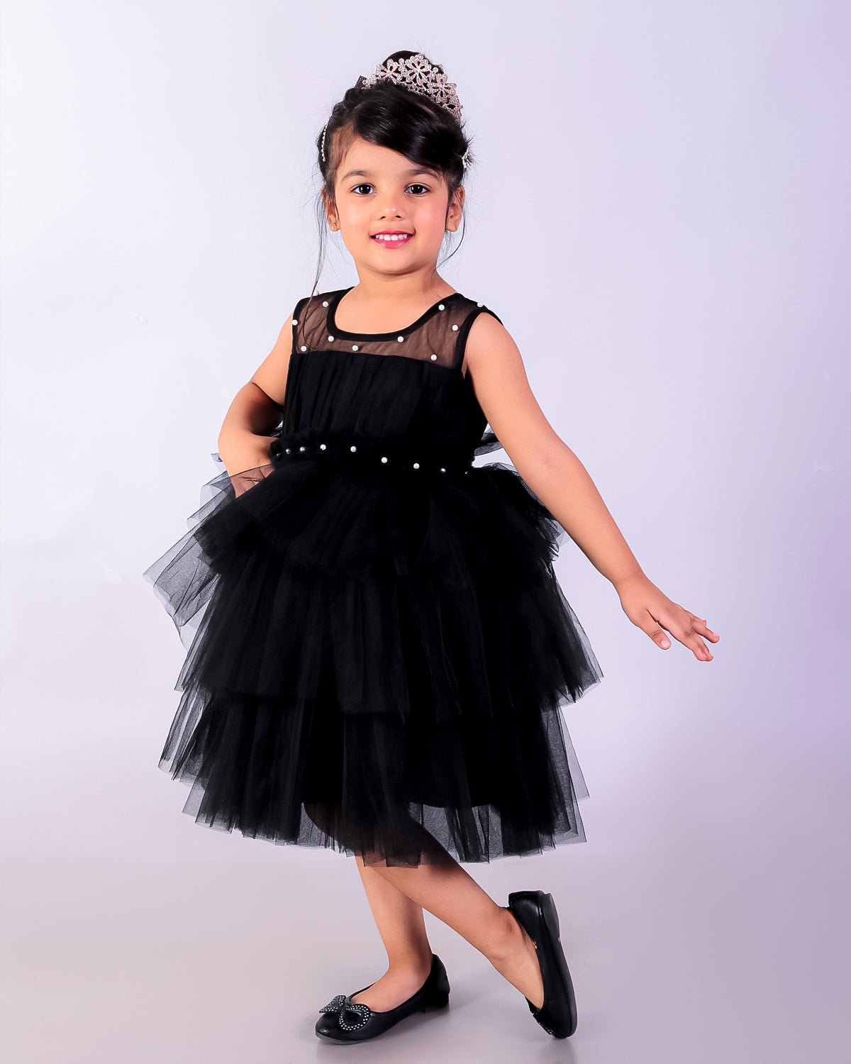 Black Swan Tulle Girls Layered Puffy Party Dress