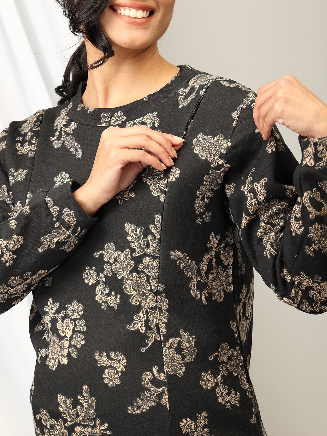 Bloom in the Dark Maternity and Nursing Sweatshirt Black