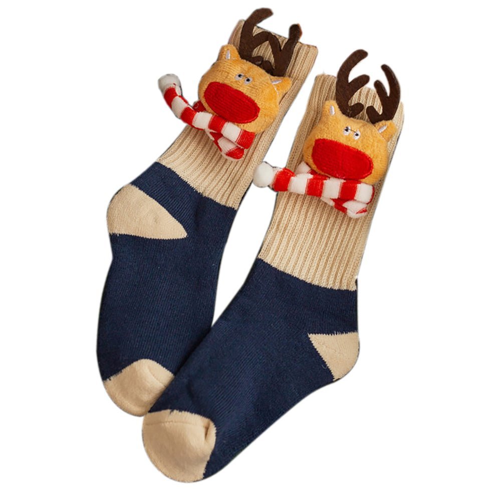 Little Surprise Box Blue Reindeer 3D Pop Up Christmas Socks For Kids