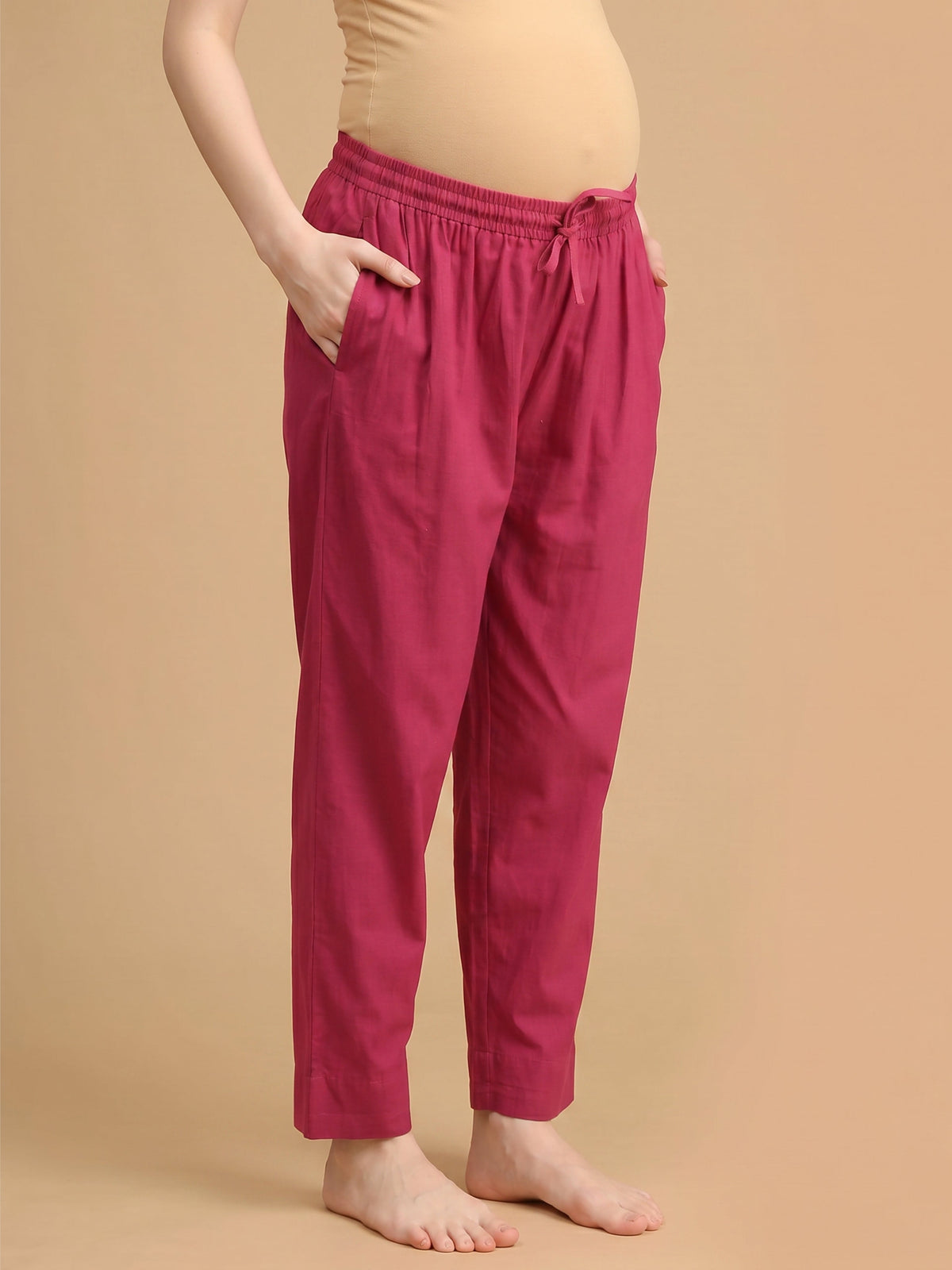 Blushin' Loungin Maternity Lounge Pants with Drawstring Magenta