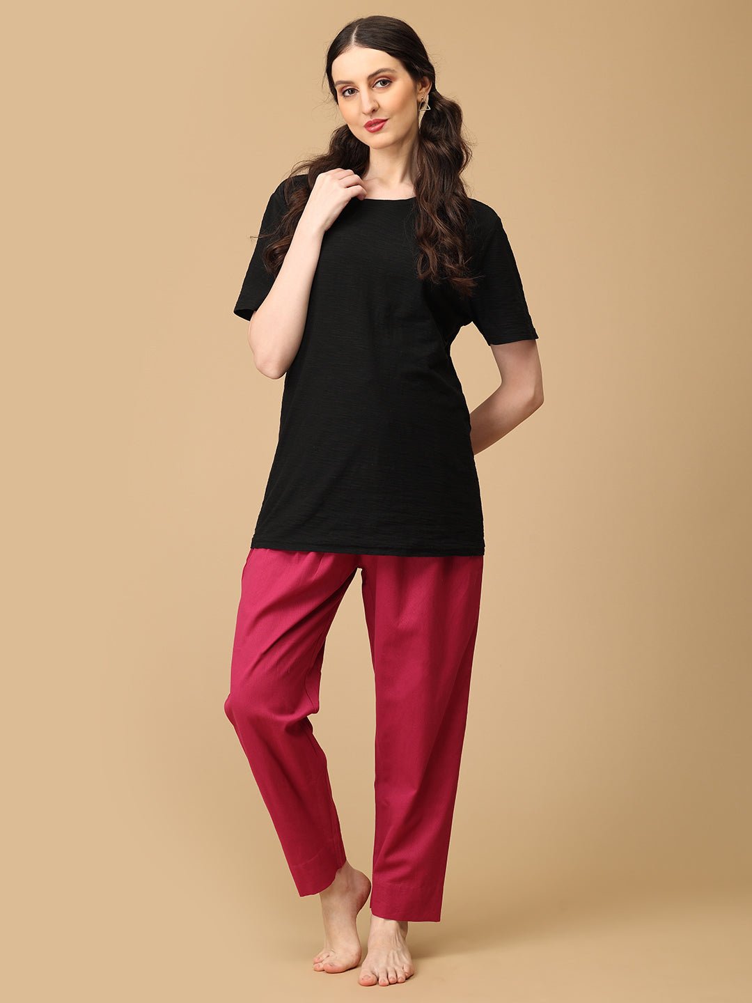 Blushin' Loungin Maternity Lounge Pants with Drawstring Magenta