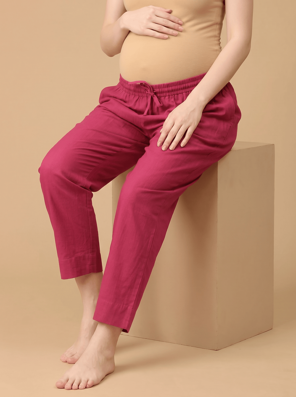Blushin' Loungin Maternity Lounge Pants with Drawstring Magenta