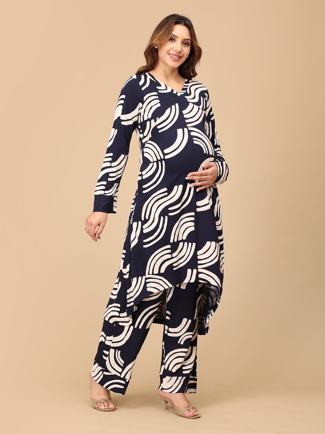 Brush Me Off Maternity and Nursing Co Ord Set Navy Blue
