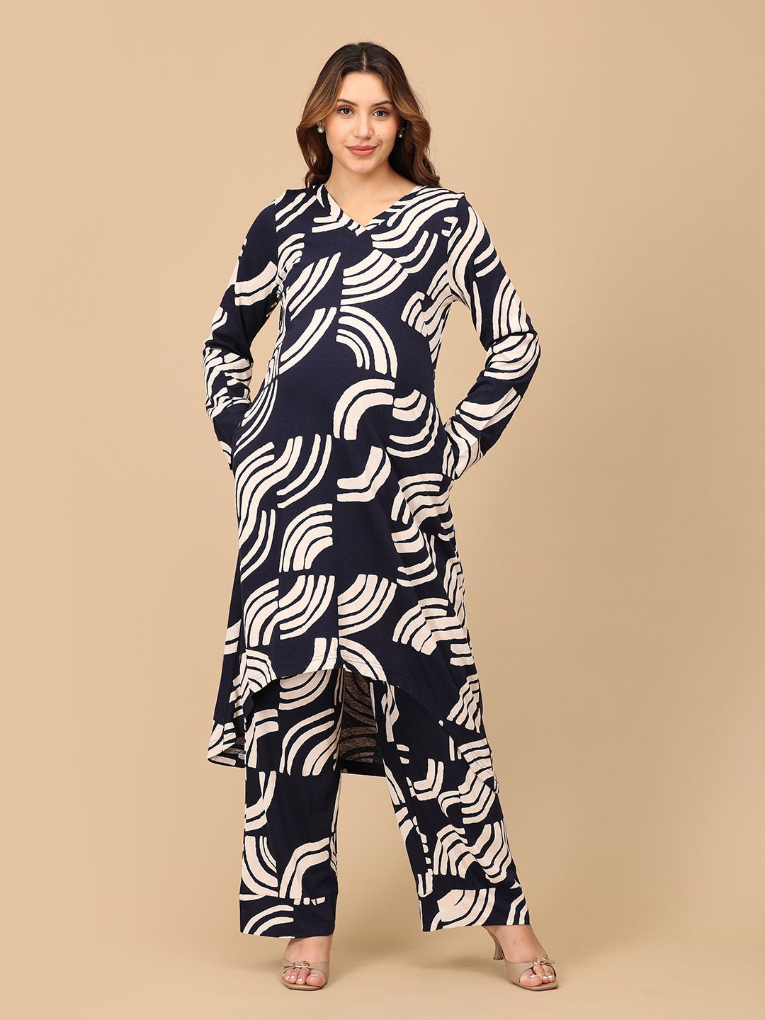 Brush Me Off Maternity and Nursing Co Ord Set Navy Blue