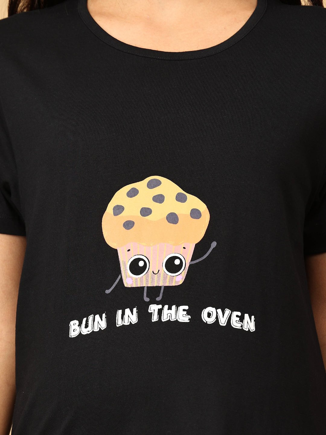 Bun In The Oven Maternity T-Shirt Dress Black