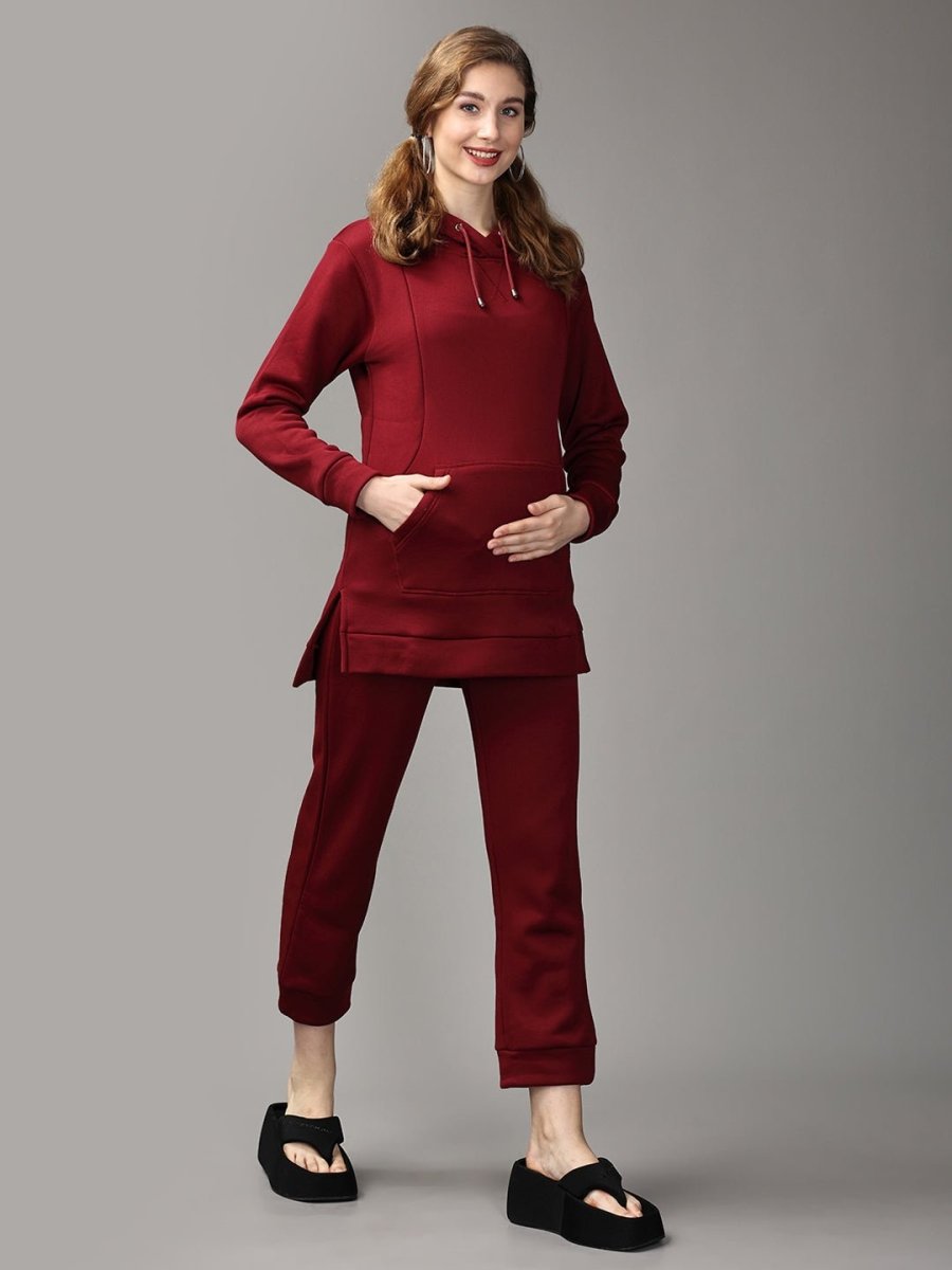 Can't Beet Me! Maternity and Nursing Hoodie Pajama Set Maroon