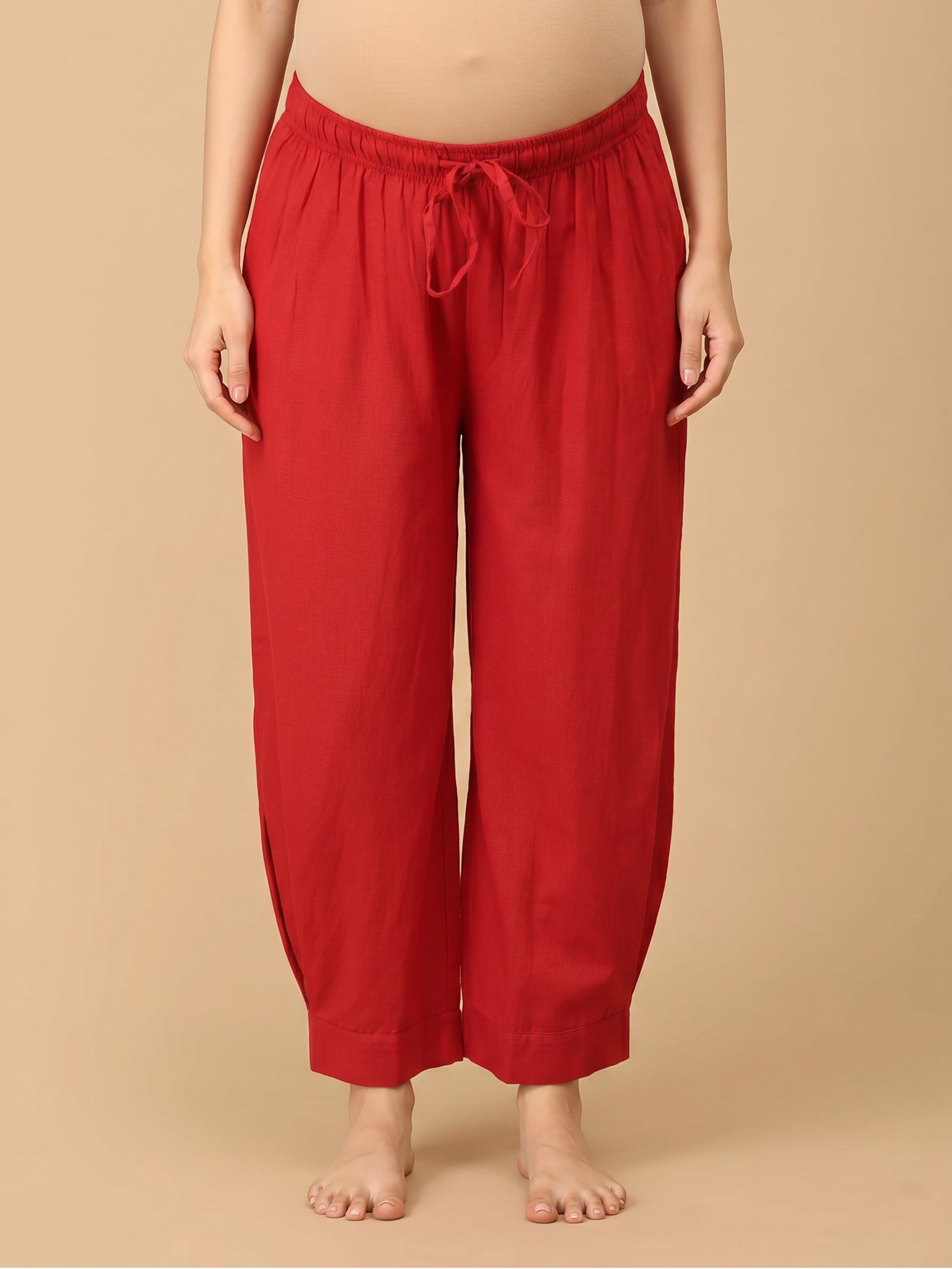 Carmine Maroonscape Maternity Lounge Pants Maroon