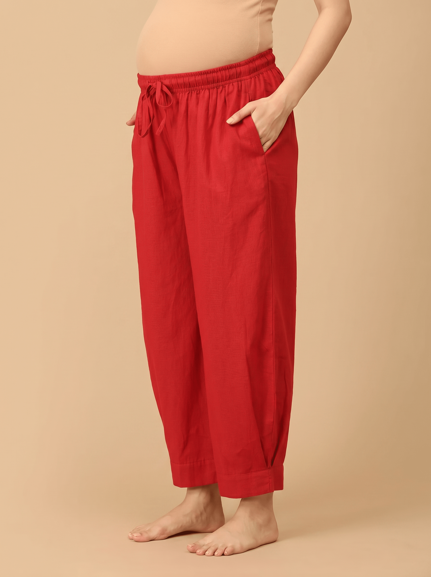 Carmine Maroonscape Maternity Lounge Pants Maroon