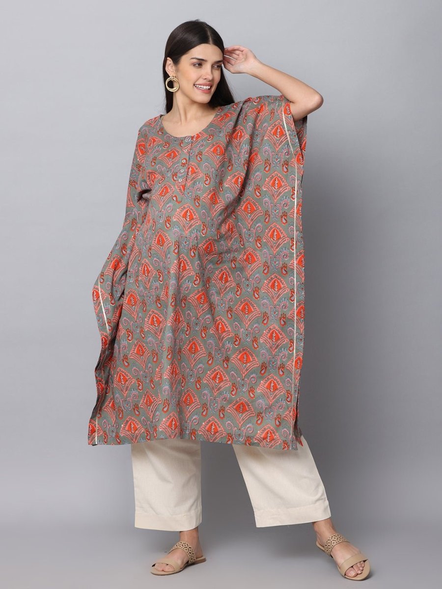 Chand Sitare Maternity and Nursing Kaftan Kurta Set Yellow