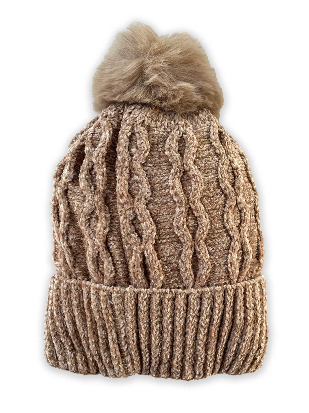 Mini Soul Chenile Baby Knitted Faux Fur Pom Pom Cap