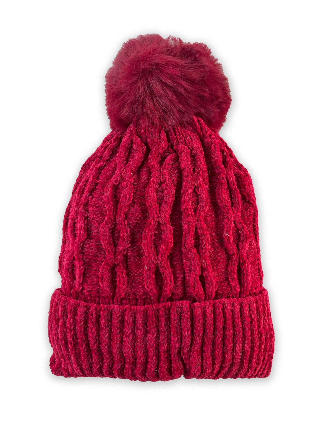 Mini Soul Chenile Baby Knitted Faux Fur Pom Pom Cap